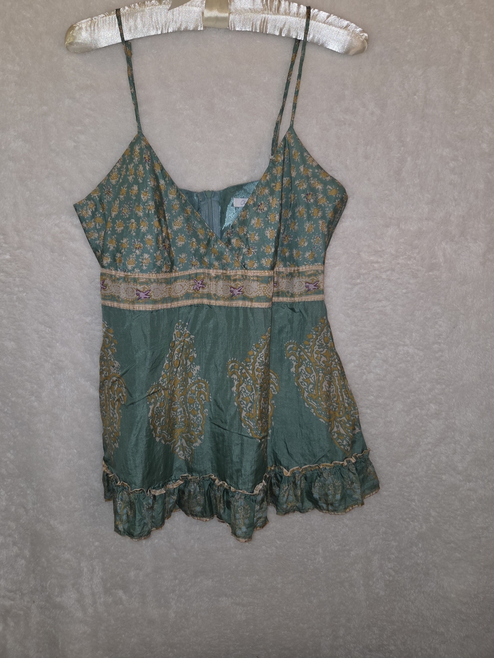 VTG Y2K Charlotte Russe Silk Camisole Babydoll Top Paisley Sz M Boho Fairycore
